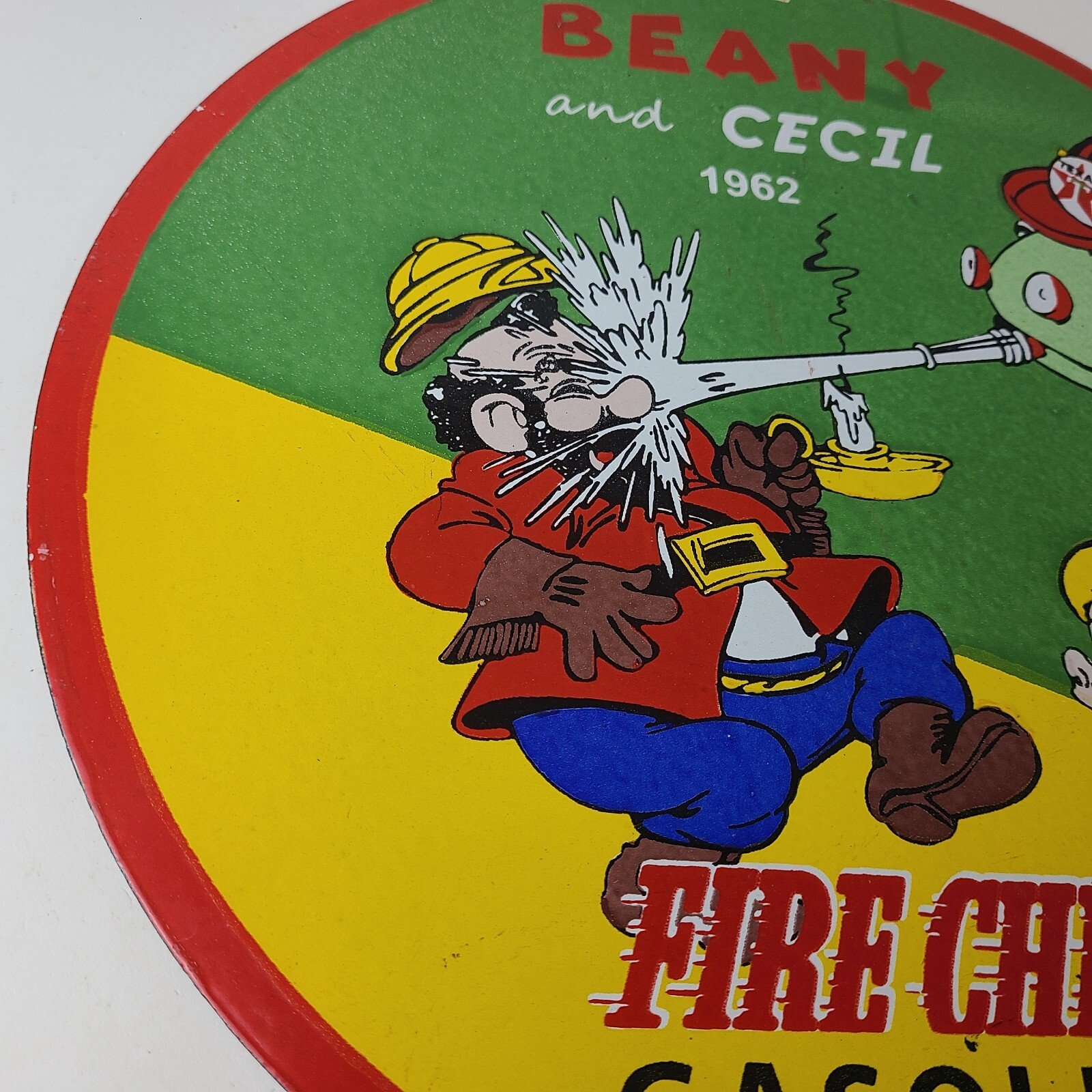 Vintage Texaco Gasoline Porcelain Sign - Firefighter Cecil Gas Pump Plate Sign - Image 6