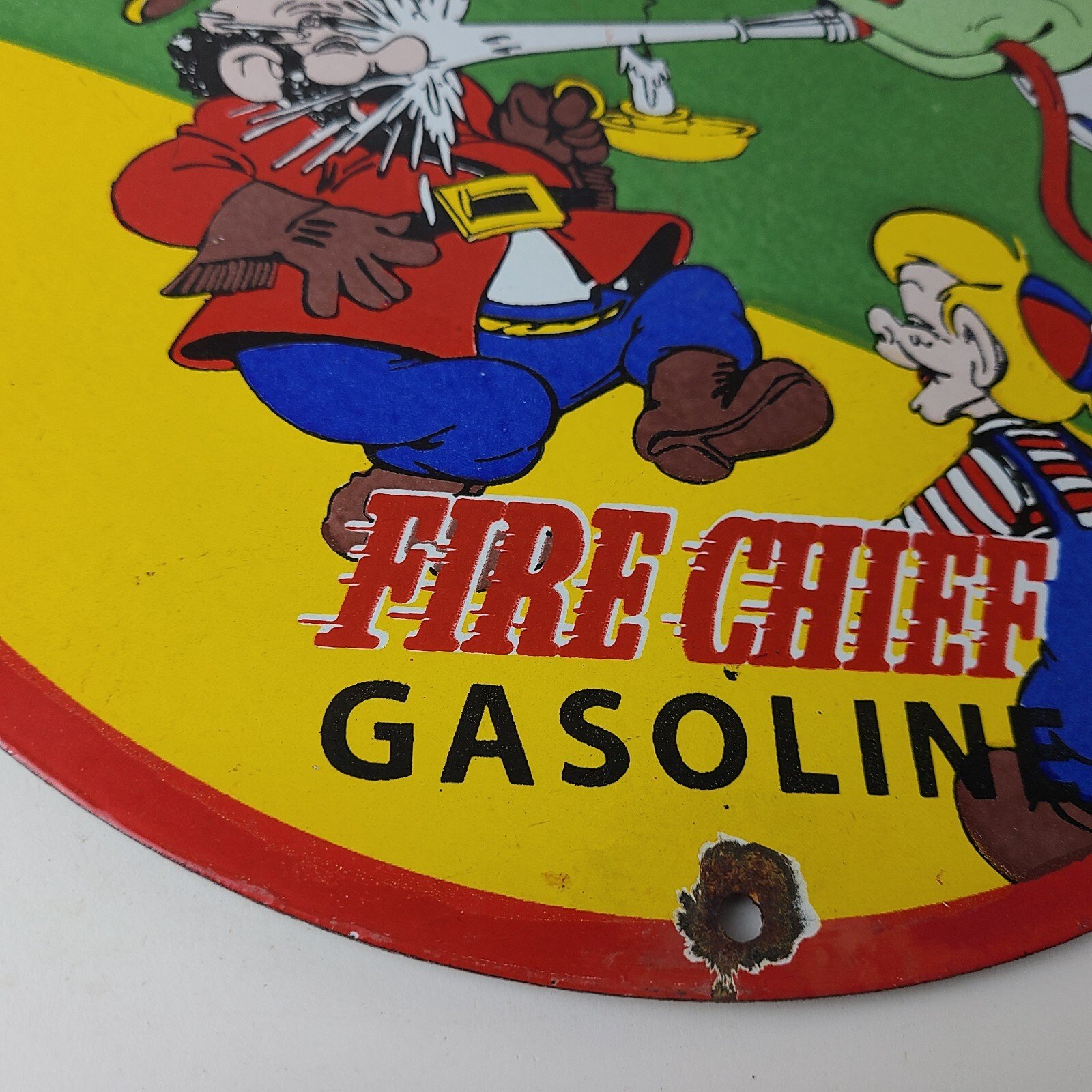 Vintage Texaco Gasoline Porcelain Sign - Firefighter Cecil Gas Pump Plate Sign - Image 7