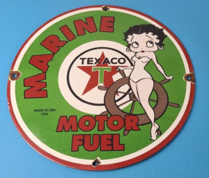 Vintage Texaco Gasoline Sign Betty Boop Gas Motor Oil Pump Porcelain Sign 305888008634