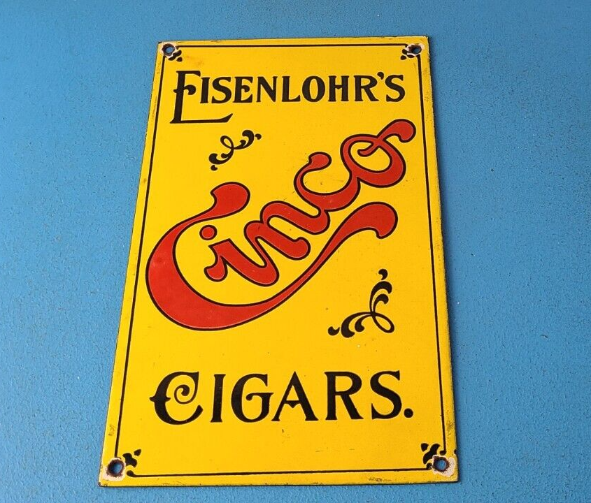 Vintage Tobacco Porcelain Sign Cinco Cigars Gas Service Cigarette Pump Sign 305868087694