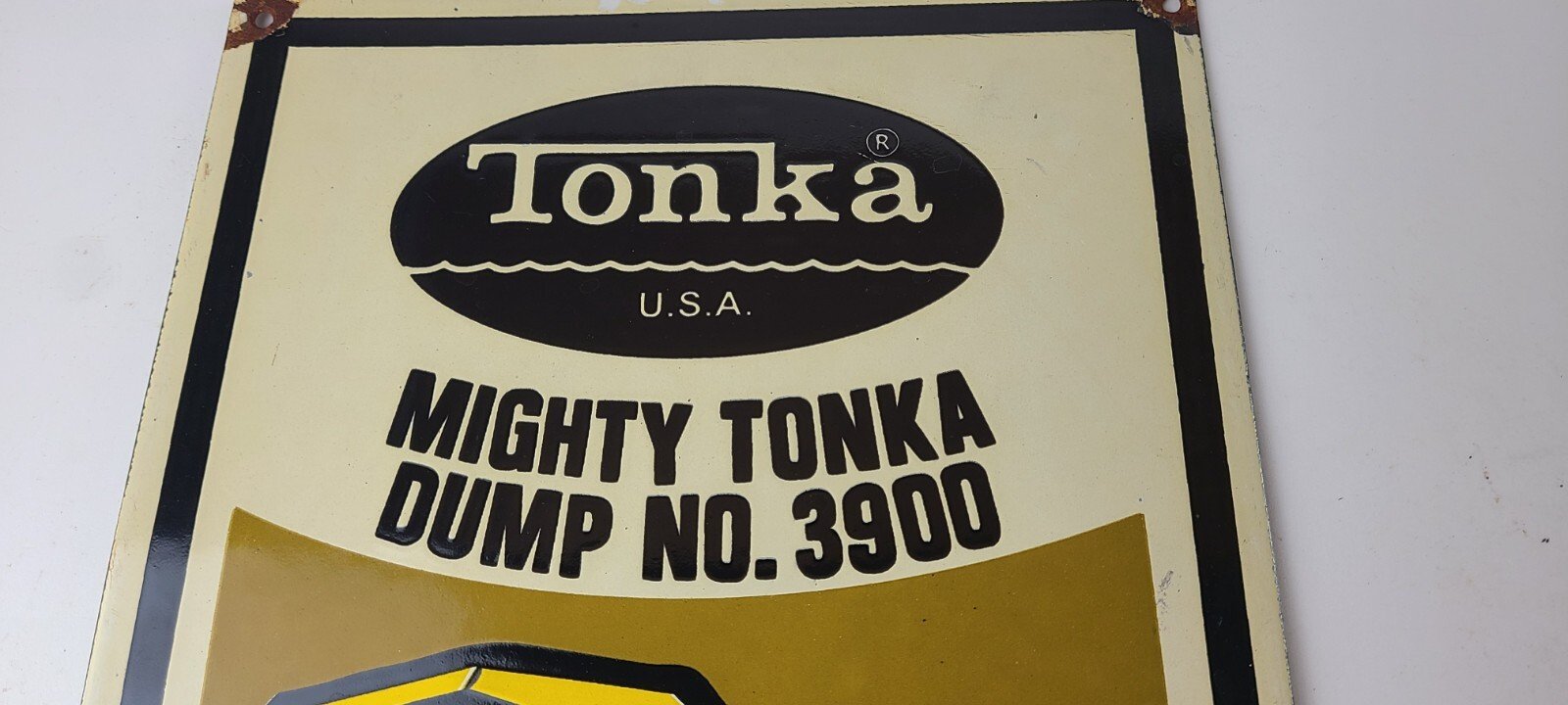Vintage Tonka Dump Truck Sign - Metal Toy Die Cast Kids Porcelain Gas Pump Sign - Image 3