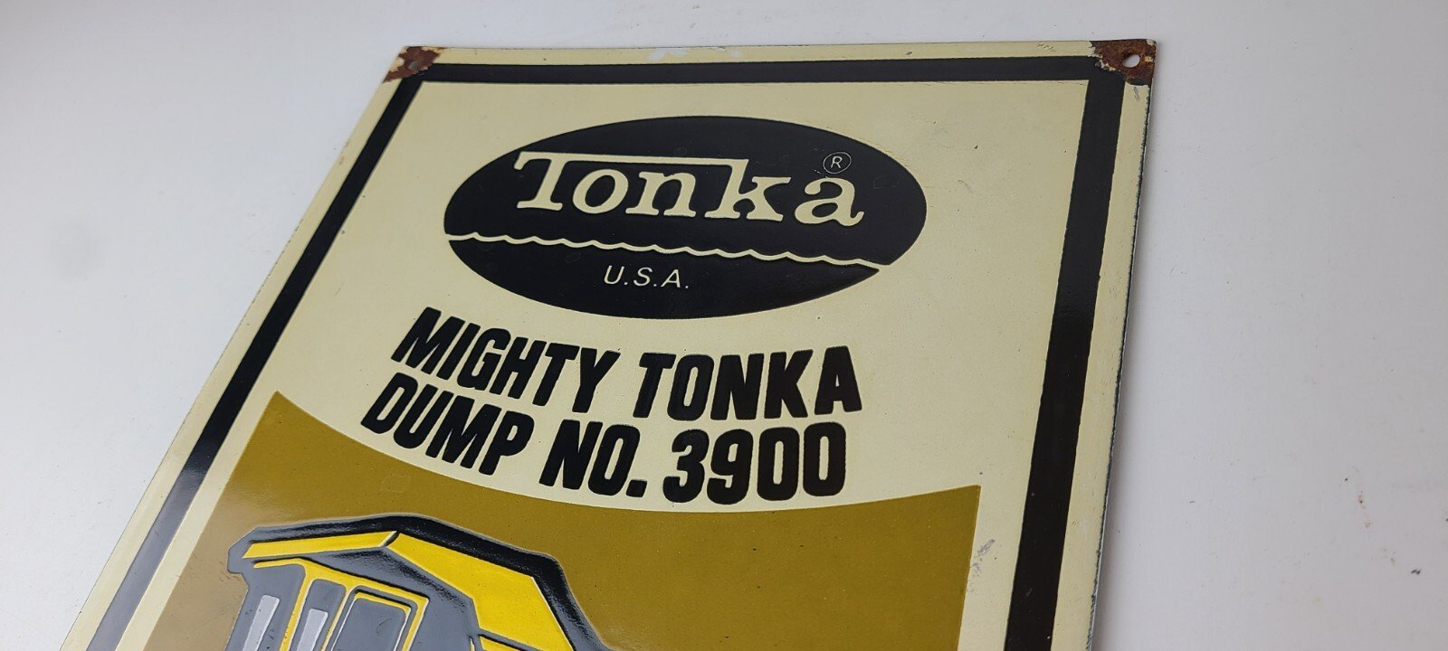 Vintage Tonka Dump Truck Sign - Metal Toy Die Cast Kids Porcelain Gas Pump Sign - Image 8