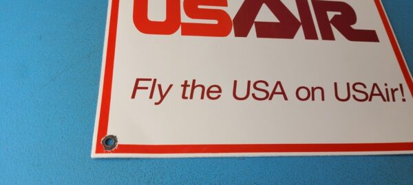 Vintage US Air Airlines Sign Aviation Airplane USA Gas Pump Porcelain Sign