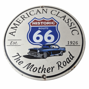 Vintage US Route 66 Sign - Porcelain America Classic Gas Station Pump Plate Sign