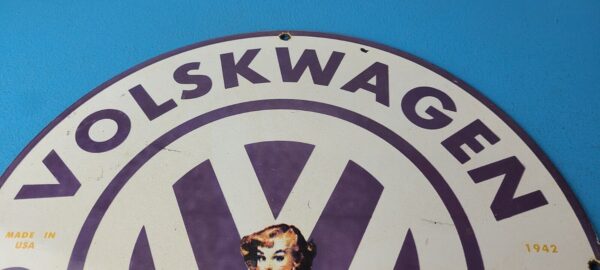 Vintage Volkswagen Sign Porcelain Dealership Sales VW Automobile Gas Pump Sign 305741362714 12