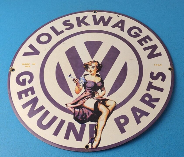 Vintage Volkswagen Sign Porcelain Dealership Sales VW Automobile Gas Pump Sign 305741362714