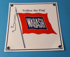 Vintage Wabash Herald Railroad Sign Locomotive Train Porcelain Gas Pump Sign 305872358274