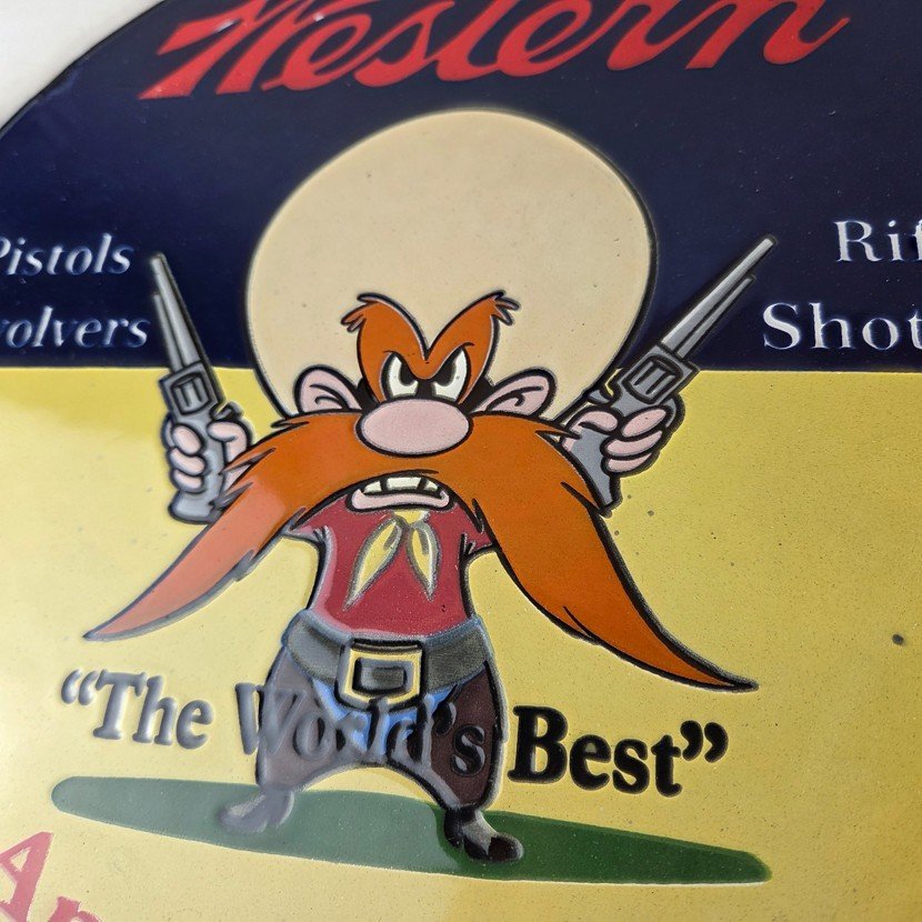 Vintage Western Ammo Firearms Sign - Gun Shop Porcelain Gas Station Pump Sign - Image 4