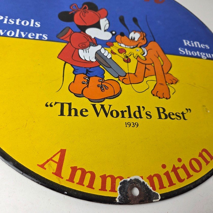 Vintage Western Ammo Firearms Sign - Mickey Gun Shop Porcelain Gas Pump Sign - Image 11