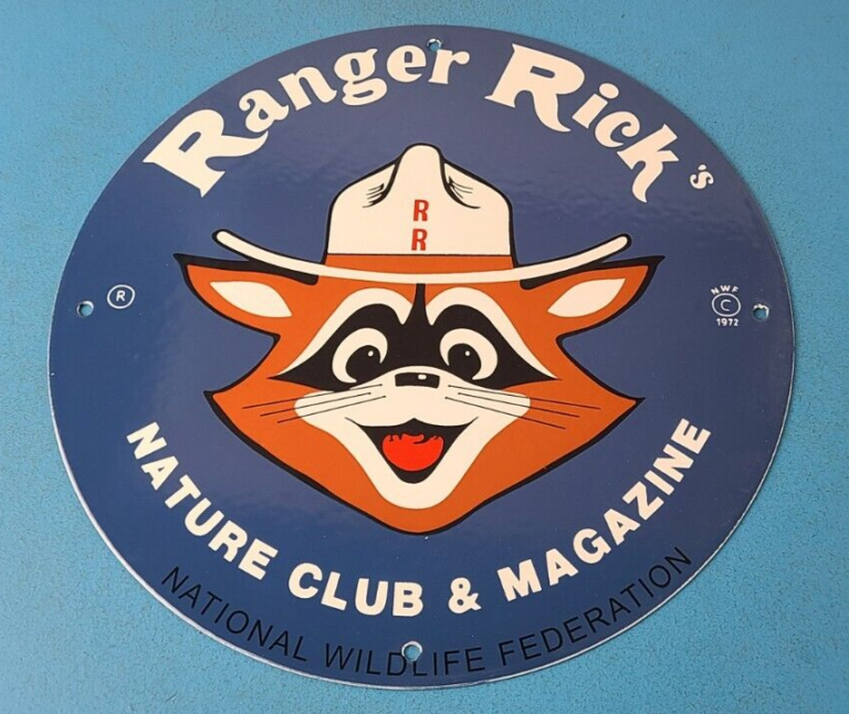 Vintage Wildlife Sign Ranger Rick Nature Magazine Porcelain Gas Pump Sign 306047885564