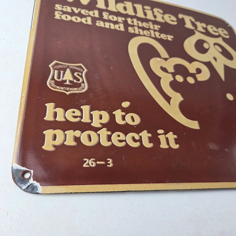 Vintage Wildlife Tree Owl Porcelain Sign - U.S. Forest Service Habitat Sign - Image 11