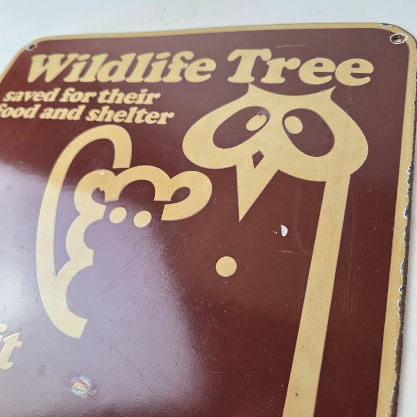 Vintage Wildlife Tree Owl Porcelain Sign - U.S. Forest Service Habitat Sign - Image 12