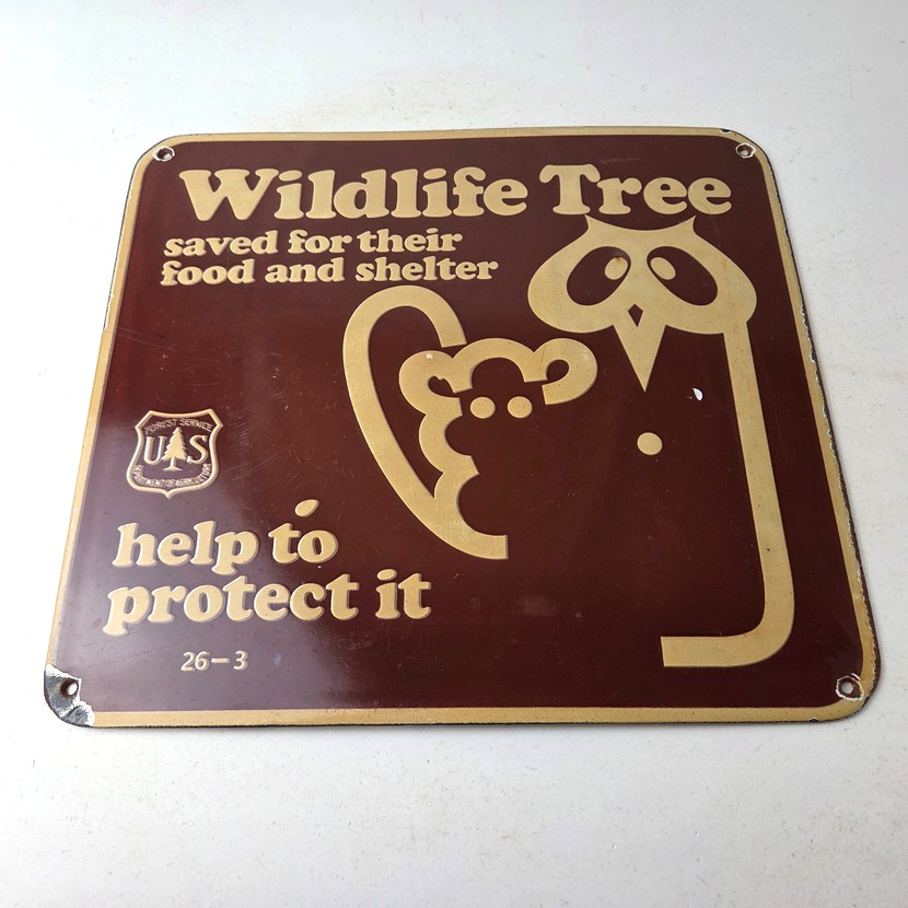 Vintage Wildlife Tree Owl Porcelain Sign - U.S. Forest Service Habitat Sign - Image 15
