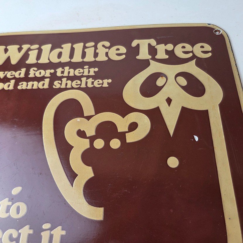 Vintage Wildlife Tree Owl Porcelain Sign - U.S. Forest Service Habitat Sign - Image 3