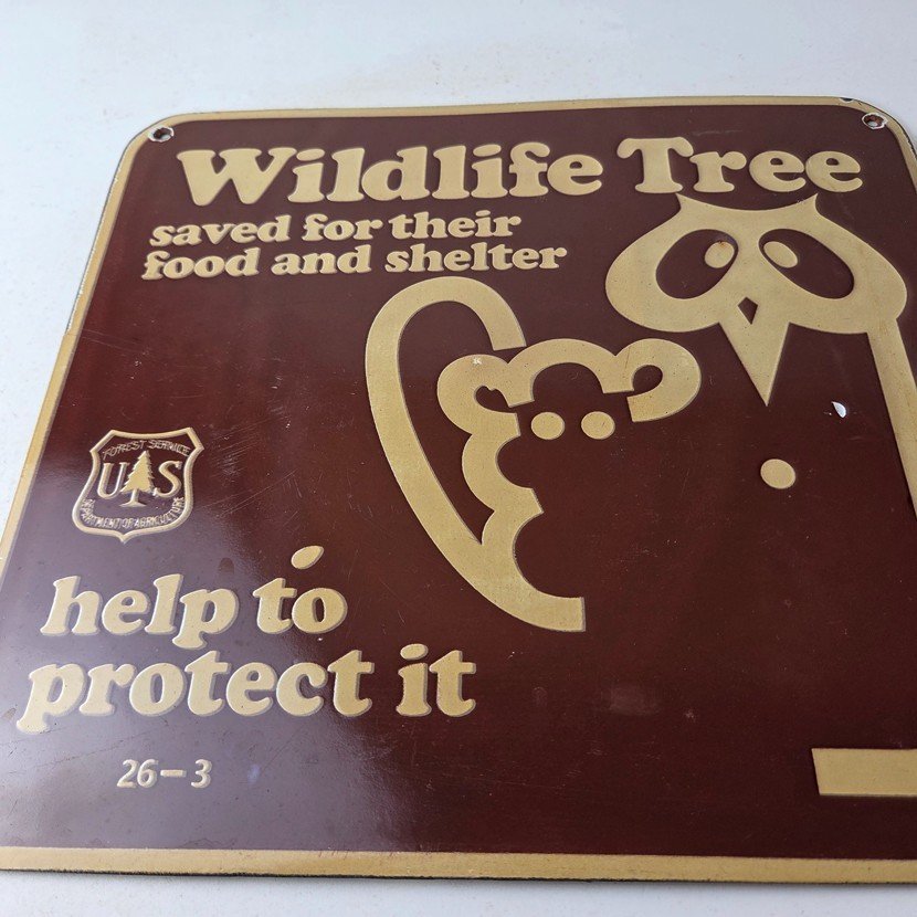 Vintage Wildlife Tree Owl Porcelain Sign - U.S. Forest Service Habitat Sign - Image 4