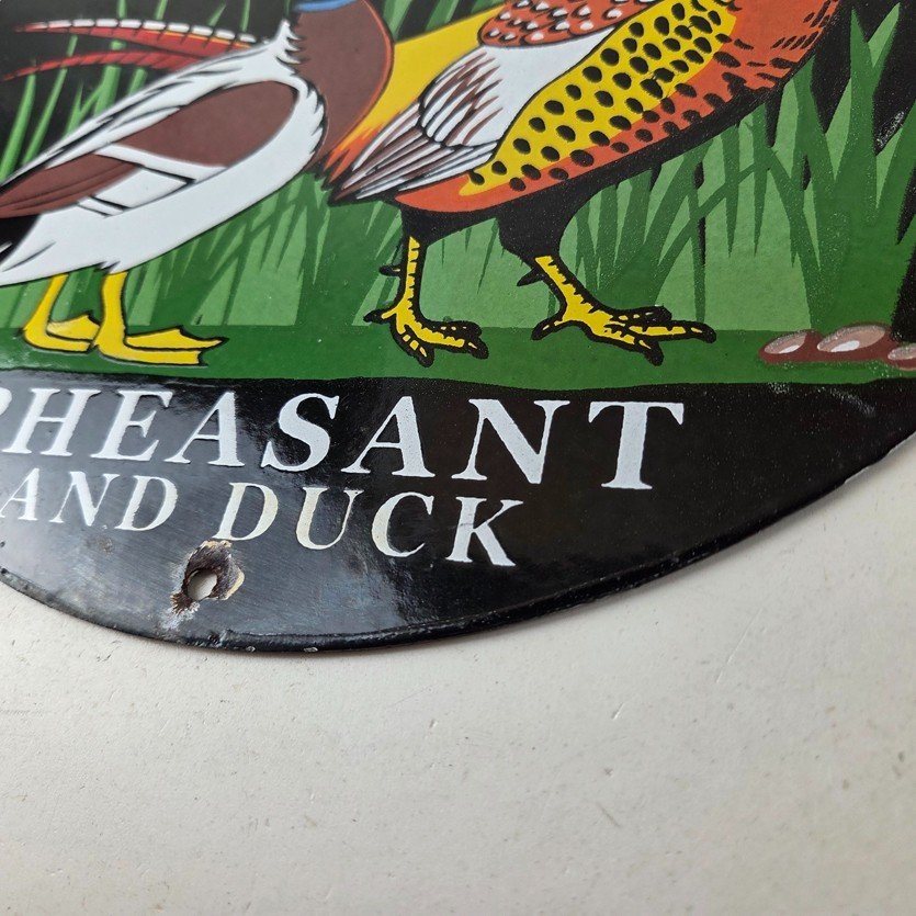 Vintage Winchester Sign - Pheasant Hunting Shot Gun Gas Oil Cabin Porcelain Sign - Image 14