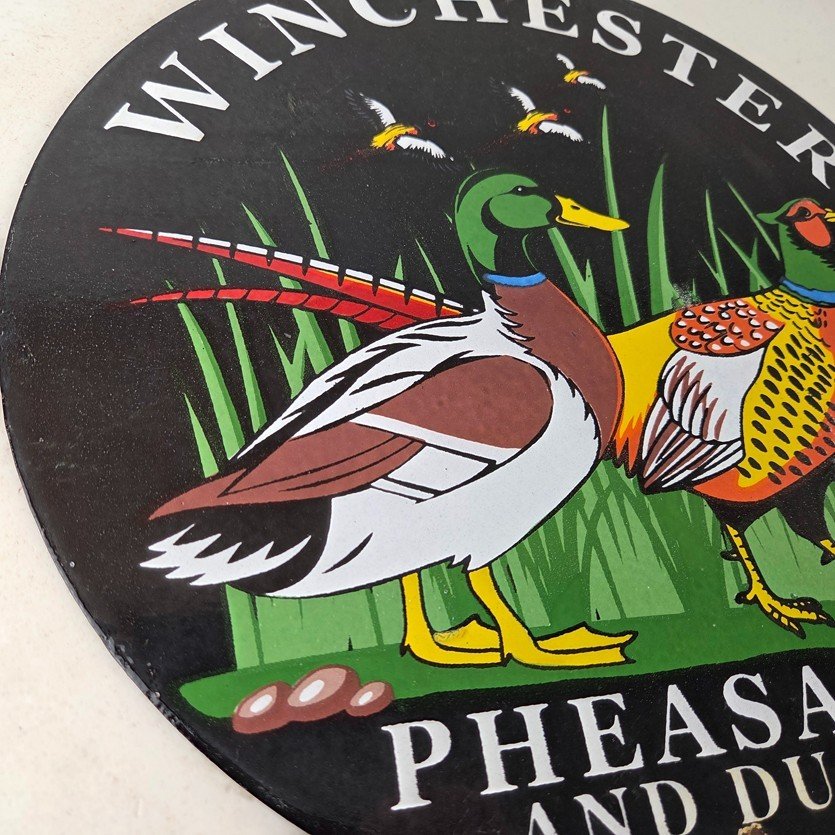 Vintage Winchester Sign - Pheasant Hunting Shot Gun Gas Oil Cabin Porcelain Sign - Image 6