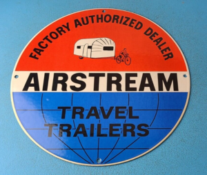 VINTAGE AIRSTREAM PORCELAIN GAS AUTO TRAVEL TRAILERS SERVICE SALES DEALER SIGN 305900874965