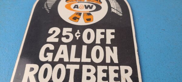 VINTAGE AW PORCELAIN ROOT BEER BEVERAGE SODA POP 25 CENTS GALLON GAS PUMP SIGN 305769110705 3