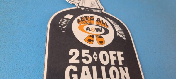 VINTAGE AW PORCELAIN ROOT BEER BEVERAGE SODA POP 25 CENTS GALLON GAS PUMP SIGN 305769110705 5