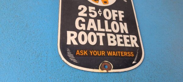 VINTAGE AW PORCELAIN ROOT BEER BEVERAGE SODA POP 25 CENTS GALLON GAS PUMP SIGN 305769110705 6