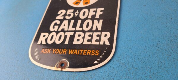 VINTAGE AW PORCELAIN ROOT BEER BEVERAGE SODA POP 25 CENTS GALLON GAS PUMP SIGN 305769110705 9