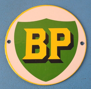 VINTAGE BRITISH PETROLEUM MOTORS PORCELAIN 6 GASOLINE BP SERVICE PUMP GAS SIGN 305900349125