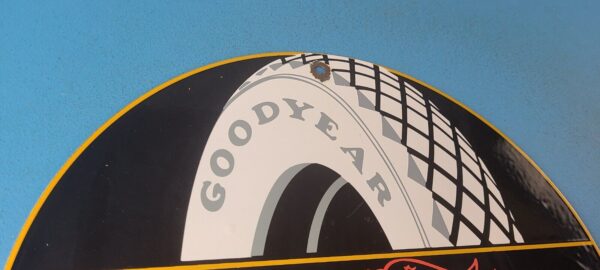 VINTAGE GOODYEAR TIRES PORCELAIN GAS AVIATION AIRPLANE ALL WEATHER SERVICE SIGN 305231778225 4