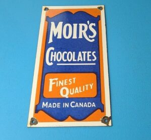 VINTAGE MOIRS CHOCOLATE PORCELAIN QUALITY GAS PUMP GENERAL STORE CANDY SIGN 305855212165