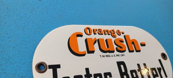 VINTAGE ORANGE CRUSH PORCELAIN TASTE DRINK SODA STORE DOOR PUSH GAS PUMP SIGN 305779583805 4