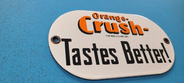 VINTAGE ORANGE CRUSH PORCELAIN TASTE DRINK SODA STORE DOOR PUSH GAS PUMP SIGN 305779583805 5