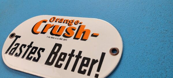 VINTAGE ORANGE CRUSH PORCELAIN TASTE DRINK SODA STORE DOOR PUSH GAS PUMP SIGN 305779583805 7