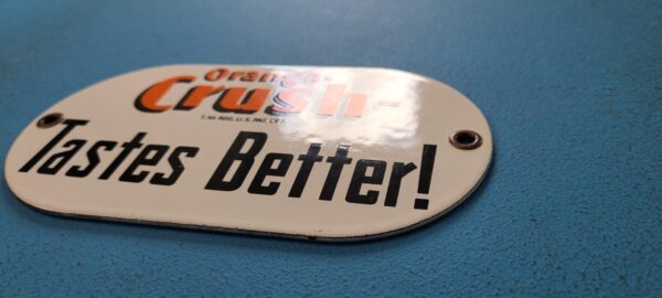 VINTAGE ORANGE CRUSH PORCELAIN TASTE DRINK SODA STORE DOOR PUSH GAS PUMP SIGN 305779583805 9