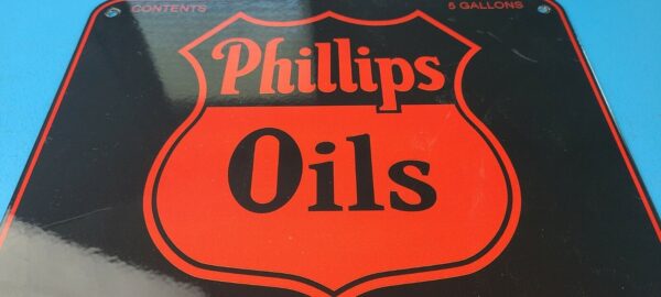 VINTAGE PHILLIPS 66 OILS GASOLINE PORCELAIN MOTOR SERVICE STATION PUMP SIGN 305772468175 2