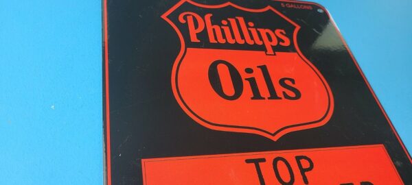 VINTAGE PHILLIPS 66 OILS GASOLINE PORCELAIN MOTOR SERVICE STATION PUMP SIGN 305772468175 5