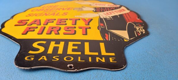 VINTAGE SHELL GASOLINE PORCELAIN SAFETY FIRST GAS SERVICE STATION PUMP SIGN 305753678445 10