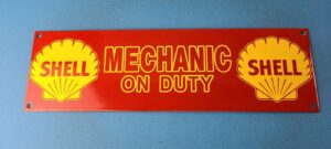 VINTAGE SHELL PORCELAIN GAS MOTOR OIL MECHANIC SERVICE STATION PUMP PLATE SIGN 305872165915