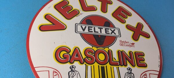 VINTAGE VELTEX GASOLINE PORCELAIN GAS MOTOR OIL SERVICE STATION PUMP PLATE SIGN 305323092835 5