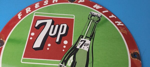 Vintage 7 Up Soda Porcelain Grocery Piggly General Store Gas Oil Pump Plate Sign 305611833435 2