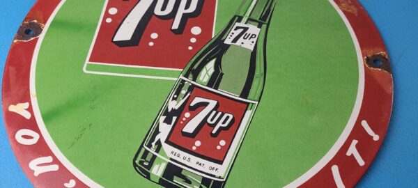 Vintage 7 Up Soda Porcelain Grocery Piggly General Store Gas Oil Pump Plate Sign 305611833435 3