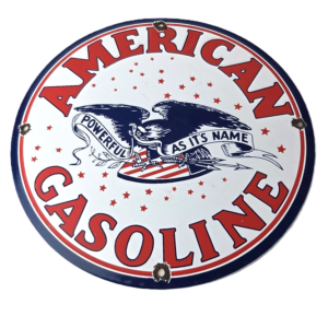 Vintage American Gasoline Sign - Gas Motor Oil Pump Plate Porcelain Sign