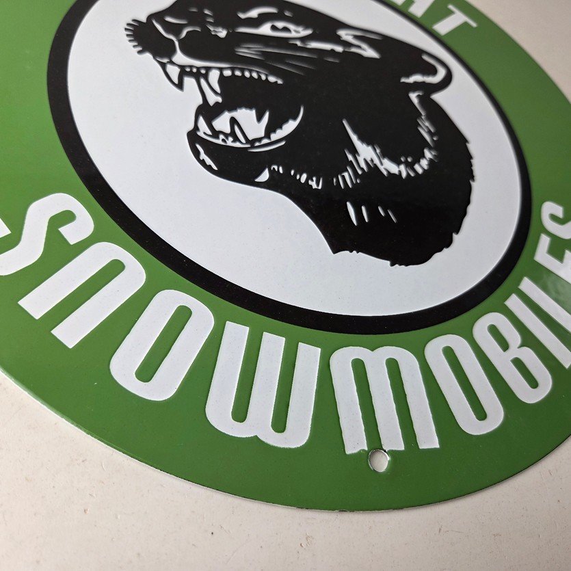 Vintage Arctic Cat Snowmobiles Sign - Sales Winter Sled Porcelain Gas Pump Sign - Image 11