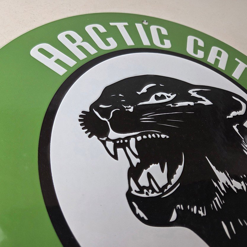 Vintage Arctic Cat Snowmobiles Sign - Sales Winter Sled Porcelain Gas Pump Sign - Image 5