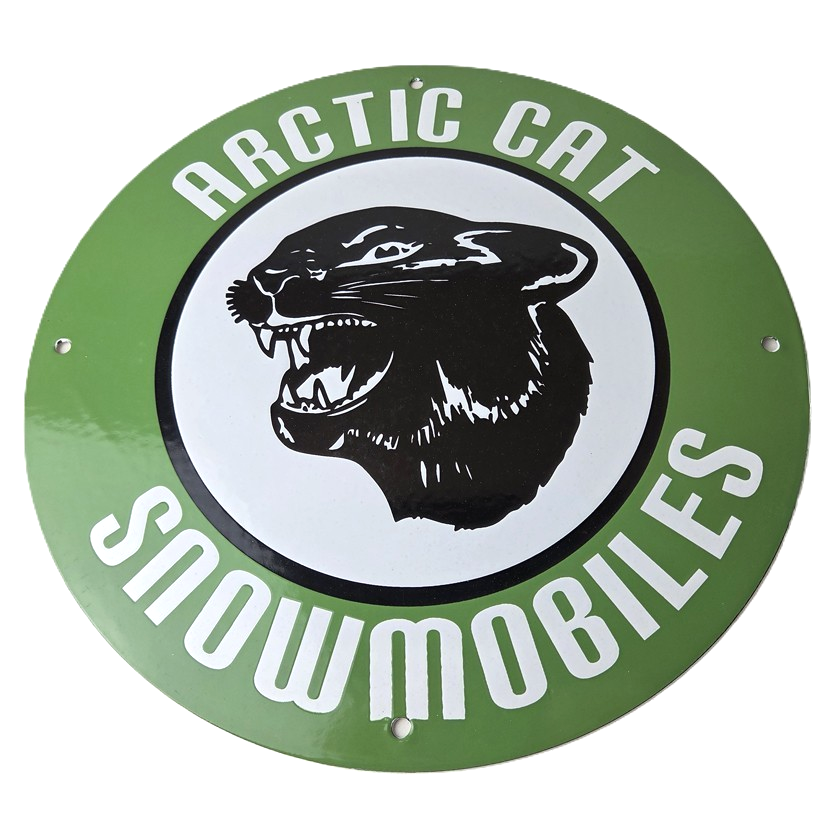 Vintage Arctic Cat Snowmobiles Sign - Sales Winter Sled Porcelain Gas Pump Sign