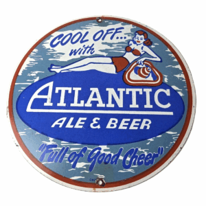 Vintage Atlantic Ale & Beer Sign - Good Cheer Beverage Gas Station Pump Sign