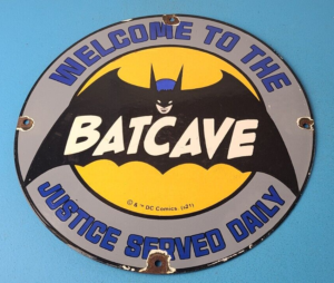 Vintage Batman Sign Bat Cave DC Comics Toys Porcelain Gas Sign 305885426305