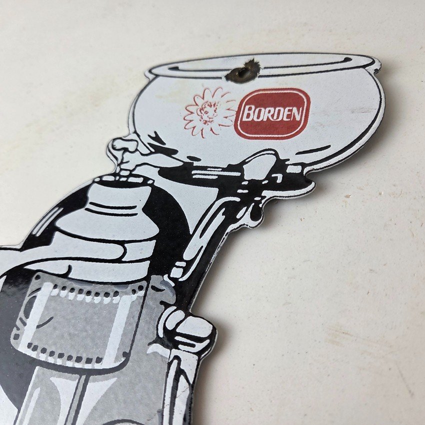 Vintage Bordens Cream Separator Sign - Porcelain Dairy Milk Cow Service Ad Sign - Image 12