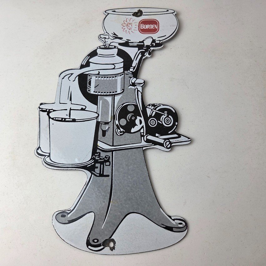 Vintage Bordens Cream Separator Sign - Porcelain Dairy Milk Cow Service Ad Sign - Image 15