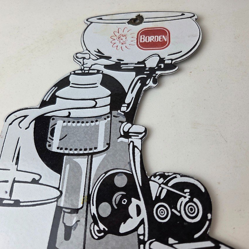 Vintage Bordens Cream Separator Sign - Porcelain Dairy Milk Cow Service Ad Sign - Image 3