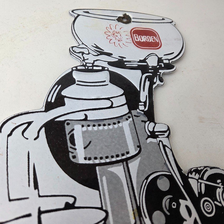 Vintage Bordens Cream Separator Sign - Porcelain Dairy Milk Cow Service Ad Sign - Image 5